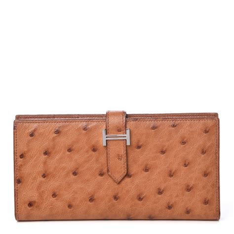 HERMES Ostrich Bearn Wallet Gold 405942 